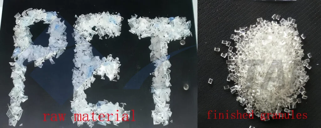 Finished recycled plastic pellets from pelletizing line